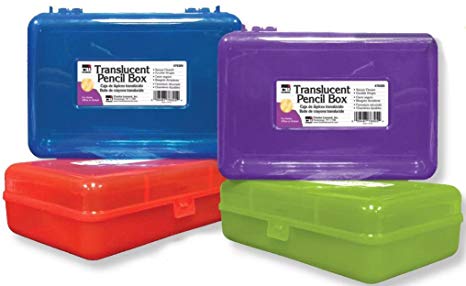 Charles Leonard Pencil Boxes, Plastic Snap-Close Box, 2.5 x 5.25 x 8.25 Inches, Assorted Colors, 24-Pack (76305)