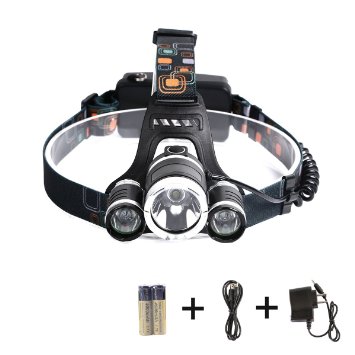 ProGreen 30W 5000 Lumen LED Headlamp, 4 Modes Adjustable Waterproof LED Overhead Flashlight Torch for Camping, Running, Hiking, Riding, Camping Headlight, 2*18650 Rechargeable Batteries Included