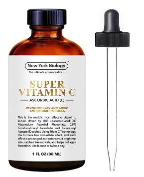 Super Vitamin C Serum L Ascorbic Acid - New York Biology - Anti Aging Serum Helps Fight Age Spots, Dark Cirlces and Wrinkles - 30ml 1fl oz
