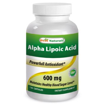 Best Naturals Alpha Lipoic Acid 600 mg Capsules, 120 Count