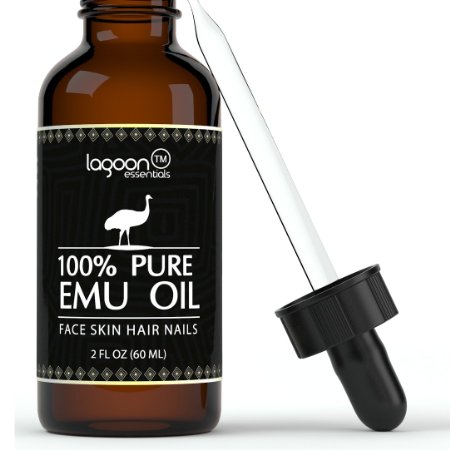 Emu Oil Pure 100 From Lagoon Essentials For Hair Skin Face Nails Wrinkles Sunburns Irritations Scars Acne Stretch Marks Burn Wounds and More 2oz  60ml Bottle With Dropper  FREE E-Book