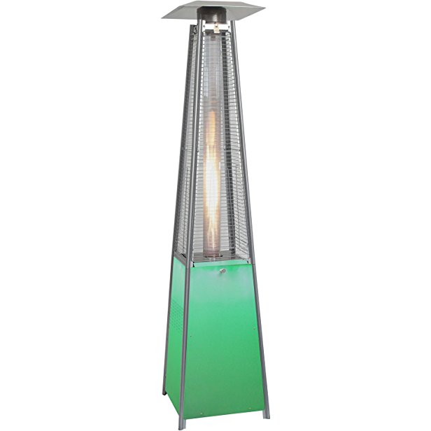 Hanover HAN110SS Square Propane Patio Heater with Stainless Steel Frame & Multicolor LED Lighted Base, 7'