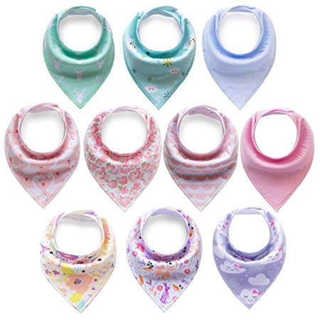 Cherub 10-Pack Baby Bandana Drool Bibs for Teething Boys Girls Perfect Baby Shower Gift Set