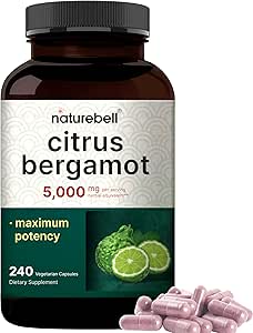 NatureBell Citrus Bergamot 5,000 mg Equivalent, 240 Veggie Capsules | Extra Strength 25:1 Fruit Extract – High Antioxidant Level – Heart & Immune Support Supplement – Vegan, Non-GMO