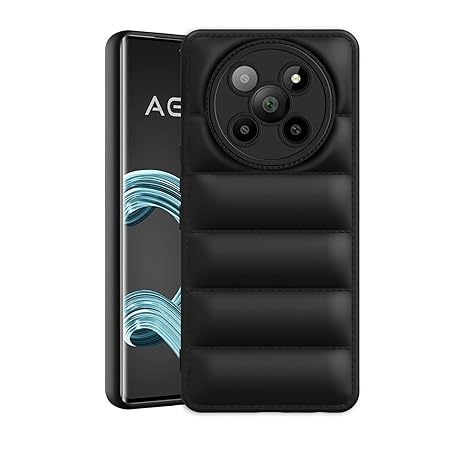 Plus Puffer Case Camera Protection Soft Back Cover for Lava Agni 2 5G - Black