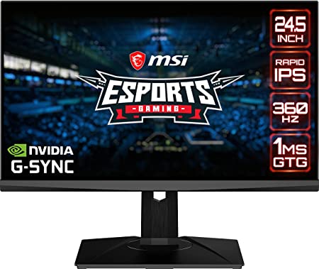 MSI Full HD 1920 x 1080 360Hz 0.5ms Built-in USB Hub DisplayPort HDMI G-Sync Technology Built-in RGB Narrow Bezel LED Backlit Gaming Monitor (Oculux NXG253R)