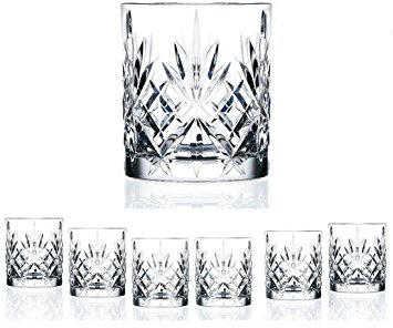 Set Of 6 High Quality Double Old Fashioned Crystal Glassware Set, Perfect for serving scotch, whiskey or mixed drinks (Set of 6 - 9 Oz DOF Glasses)