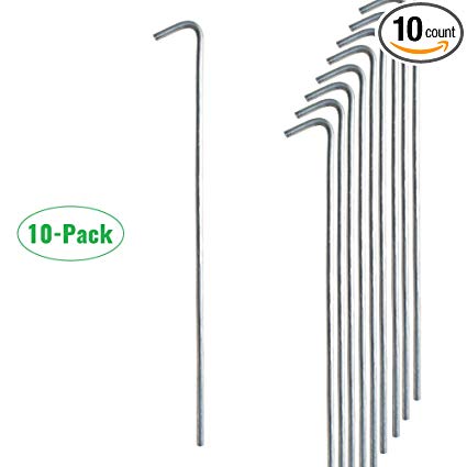 Gray Bunny Galvanized Steel Tent Stakes, Multiple Pack Sizes, Solid Steel Tent Pegs, Rust Resistant Metal Hook, Garden Stake for Plants and Landscaping, Perfect for Anchoring Camping Tents