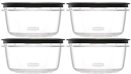 Rubbermaid Premier Food Storage Container, 4 Pack, 5 Cup, Grey