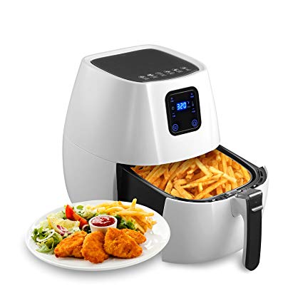 KUPPET 4.76QT Digital Air Fryer-8-IN-1 Hot/Deep Fryer with Basket-Rapid Air Technology For Less or No Oil-Timer Temperature Touch Control-Included 6 Cooking Presets & Recipe Book-1350W-White