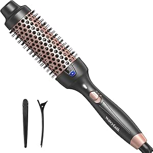 Wavytalk Thermal Brush, 38mm Ionic Curling Brush UK Plug Heated to Create Natural Curls, Hot Hair Round Brush for Smoother Appearance, Dual Voltage feature for Blowout Look.