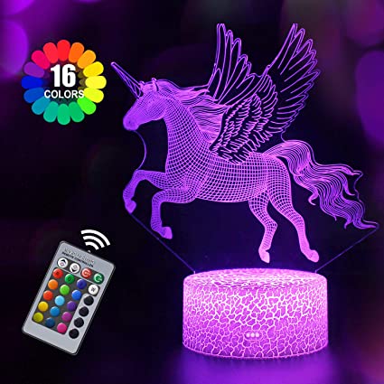 Unicorn Gift Unicorn Night Light for Kids, 3D Light lamp 7 Colors Change with Remote Holiday and Birthday Gifts Ideas for Children (Unicorn2)