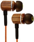 Symphonized MTRX Premium Genuine Wood In-ear Noise-isolating Headphones with Mic and Nylon Cable Orange Stripe