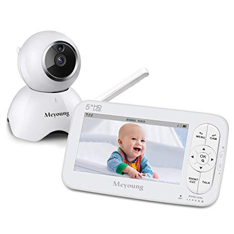 Baby Monitor - Meyoung 5 Inch 720P HD Video Baby Monitor with Camera and Audio, Night Vision, Two-Way Talk, Temperature Monitor, Sound Detection, Five Lullabies, Range Up to 900ft for Baby Infant Kids