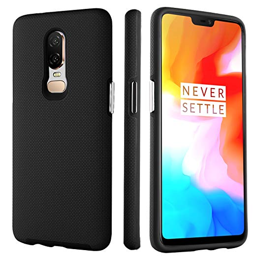 BENTOBEN Phone Case for OnePlus 6, Shockproof Protective Slim Cases, Heavy Duty Dual Layer Hybrid 2 In 1 Hard PC Cover Soft TPU Bumper Phone Cover Case - Black