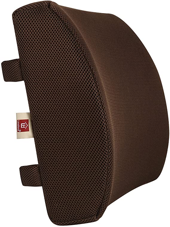 Love Home Memory Foam 3d Ventilative Mesh Lumbar Support Cushion/Back Cushion/Support Cushion - Helps Promote Good Posture While Sitting- Excellent for Home, Office, Car and Wheelchairs- Size: 13.4''*13.4''*4.7'' (Coffee)