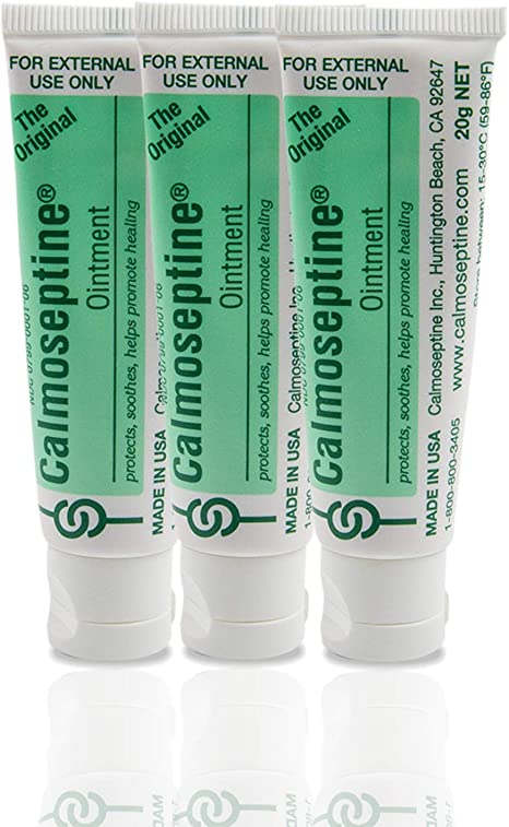 Calmoseptine Ointment. Soothing Menthol Relief for Skin Irritations. 20 gram Travel Size Tube, 3 Pack