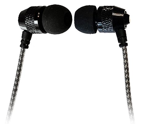 Short Buds - 15" Cord Stereo Earbuds (In-Ear) with Fabric-reinforced Cords for clip-on music players
