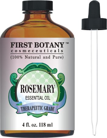 First Botany Cosmeceuticals Rosemary Essential Oil Big 4 fl. oz. - 100% Pure &Natural Premium & Therapeutic Grade - Great for Hair Strengthening & Growth, Dandruff as well Pain relief for Men and Women