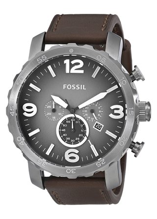 Fossil Men's JR1424 Nate Chronograph Leather Watch - Brown
