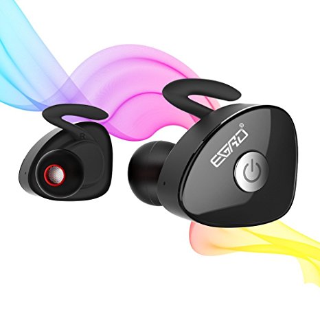 Bluetooth Headphones, EGRD Dual Wireless Earbuds True Mini Twins Stereo Bluetooth Headset V4.1 Earphones with Built-in Mic and for iPhone Samsung S9 iPad and Most Android Phones (Black)