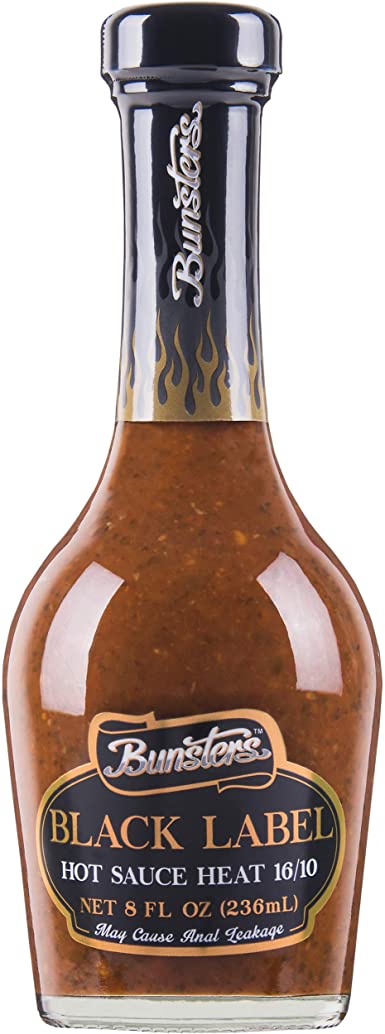 Bunsters Hot Ones Hot Sauce - Black Label 16/10 Heat Chili Pepper Sauce