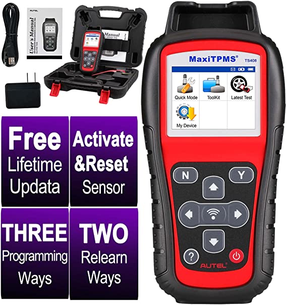 Autel TPMS Programming Tool TS408 2022 Ver. TPMS Reset Relearn Tool Activate Read Clone Copy TPMS Sensor Scan Tire Sensor Program Autel MX Sensor Check Key FOB Free Lifetime Update Lite of TS508 TS608