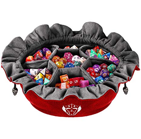 CardKingPro Immense Dice Bags with Pockets - Red - Capacity 150  Dice - Great for Dice Hoarders