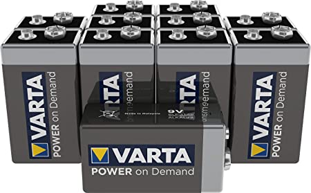 Varta Industrial 9V Alkaline Battery 6LR61, Power on Demand, frustration free packaging - pack of 10