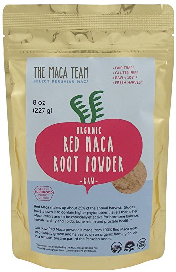 Raw Red Maca Root Powder - Certified Organic, Fair Trade, Gmo-free, Fresh Harvest From Peru, Gluten Free Vegan and Raw, 8 Oz