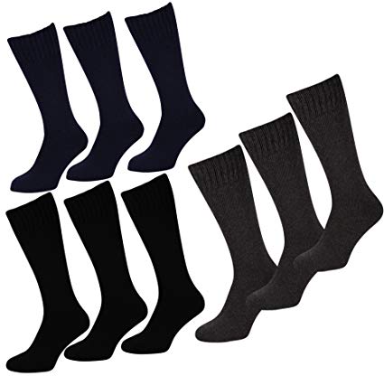 Mens Long Thermal Merino Wool Thick High Socks 2.4 Tog Extra Warmth Comfort UK 6-11 in Black