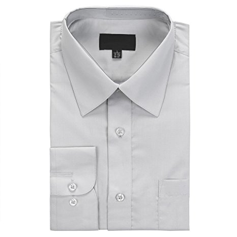 Gary Com Mens Long Sleeve Formal Dress Shirt Solid Business Dressshirt Wedding Cocktail Prom Party Evening Shirts