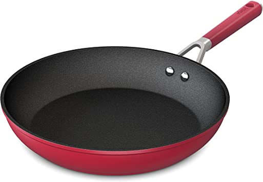 Ninja C20030 Foodi NeverStick Vivid 12-Inch Fry Pan, Nonstick, Durable & Oven Safe To 400°F, Cool-Touch Handles, Crimson Red