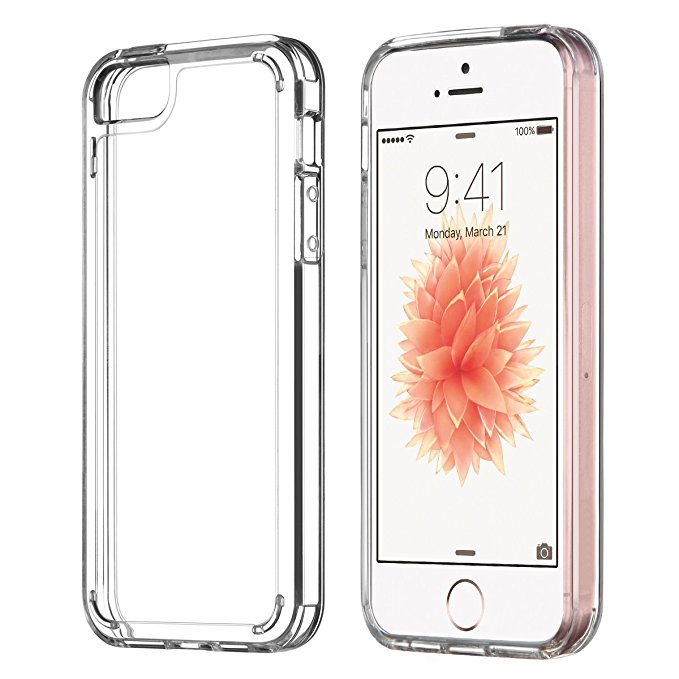 iPhone SE Case, UARMOR Transparent Crystal Clear Premium Protective Case Hard 3H PC Back Cover Flexible TPU Bumper for Apple iPhone SE 2016 & iPhone 5 5s (Clear)