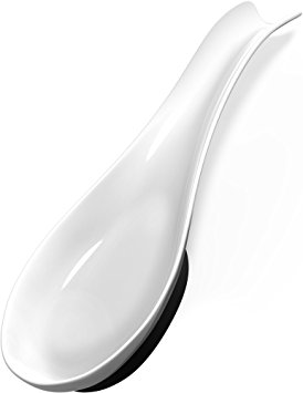 Vremi White Ceramic Spoon Rest for Kitchen Counter or Stove - 9 inch Porcelain Drip Catcher with Removable Black Silicone Base for Resting Cooking Spoons or Utensils