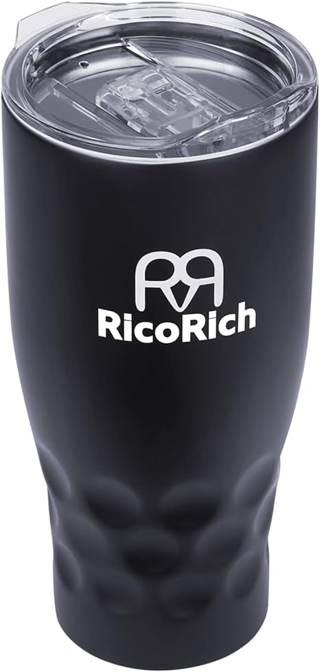 RicoRich 30oz Travel Mugs for Hot Drinks, Reusable Cup for Coffee Tea and Beer, Double Walled Vacuum Insulated Stainless Steel Tumbler BPA Free(Black)