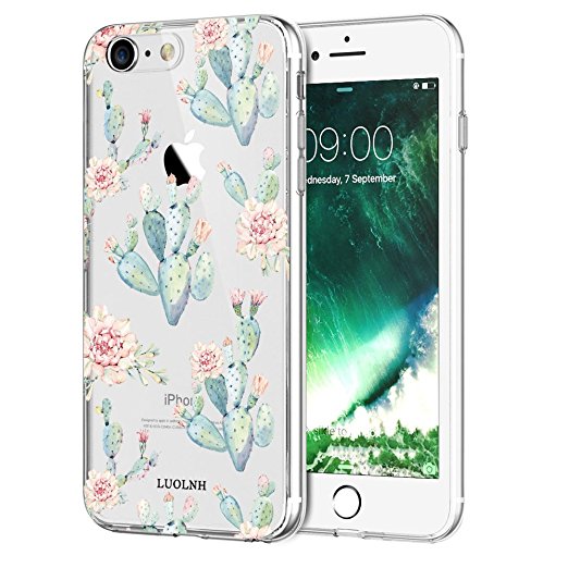 iPhone 6 Plus Case,iPhone 6S Plus Case, LUOLNH Slim Clear Chrome Gold Floral Pattern Soft Flexible TPU Back Cover Case for Apple iPhone 6 Plus/6S Plus 5.5 inch -B