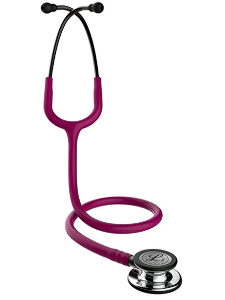 3M Littmann 5862 Classic III Stethoscope, Mirror Finish Chest Piece, Raspberry Tube, Smoke Stem and Headset, 27"