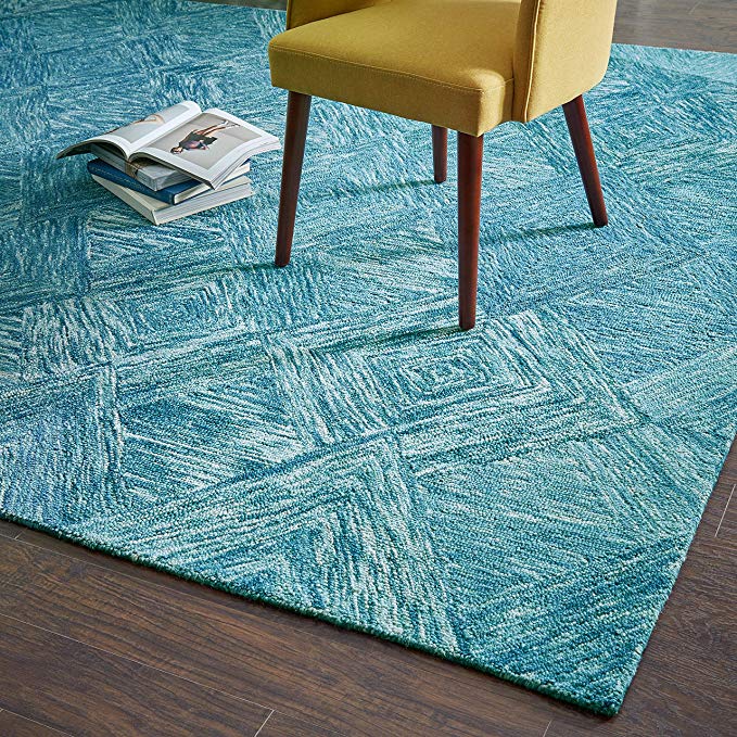 Rivet Motion Patterned Wool Area Rug, 8' x 10'6", Marine Blue