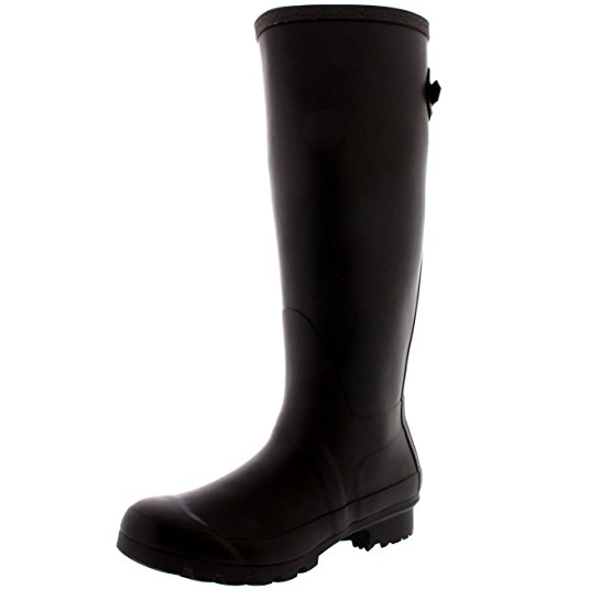 Womens Adjustable Back Tall Winter Rain Wellies Waterproof Wellington Boot