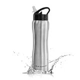 Hydracentials 25 oz Sleek and Sporty Double Wall Vacuum Insulated Stainless Steel Water Bottle with Flip Cap and Straw
