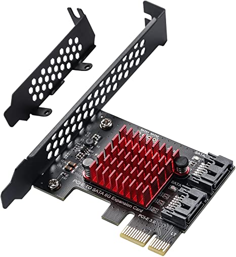 MZHOU 2 SATA Expansion Card, PCI-E 3.0 GEN3 JMICRON   JMB582 Chip, 6 Gbit/s Expansion Adapter Cards with Low-Profile Bracket