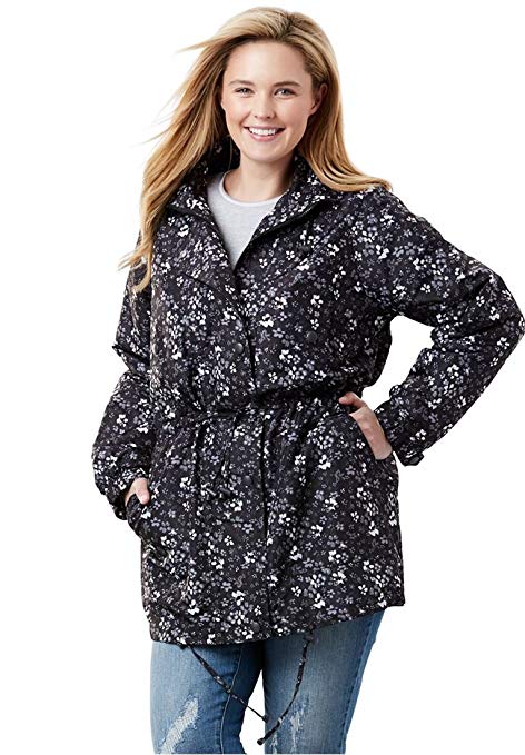 Woman Within Plus Size Women's Plus Size Fleece-Lined Taslon Anorak