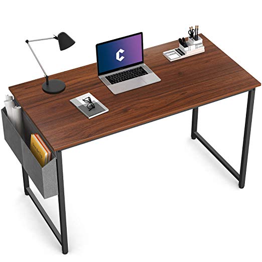 Cubiker Writing Computer Desk 39" Home Office Study Desk, Modern Simple Style Laptop Table with Storage Bag, Espresso