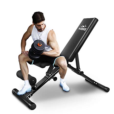 FLYBIRD Adjustable Bench,Utility Weight Bench for Full Body Workout- Multi-Purpose Foldable incline/decline Benchs