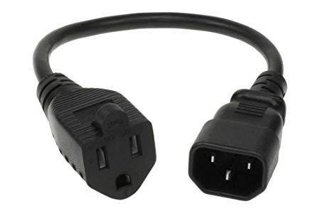 SF Cable 1 ft 18 AWG Monitor Power Adapter Cord, NEMA 5-15R to IEC320 C14