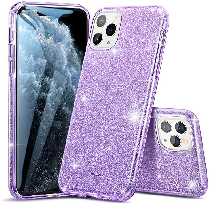 ESR Glitter Case Compatible for iPhone 11 Pro Case, Glitter Sparkle Bling Case [Three Layer] for Women [Supports Wireless Charging] for iPhone 11 Pro 5.8" (2019), Purple