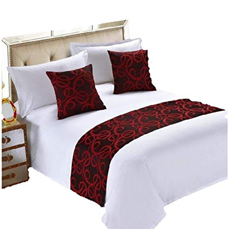 YIH Bed Runners & Scarves 3 Piece Set, Home Hotel Decor Luxury Foot Bed Runner Scarf, 1 Bed Runner   2 Throw Pillow Case