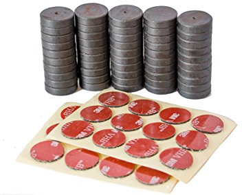 Tuff Magnets, Industrial Strength Grade 8, comes with 24 3M Adhesive Dots Set, Fridge, Craft, Hobby, School, Heavy Duty. Round Disc, 3/4 inch, 50 pieces/box