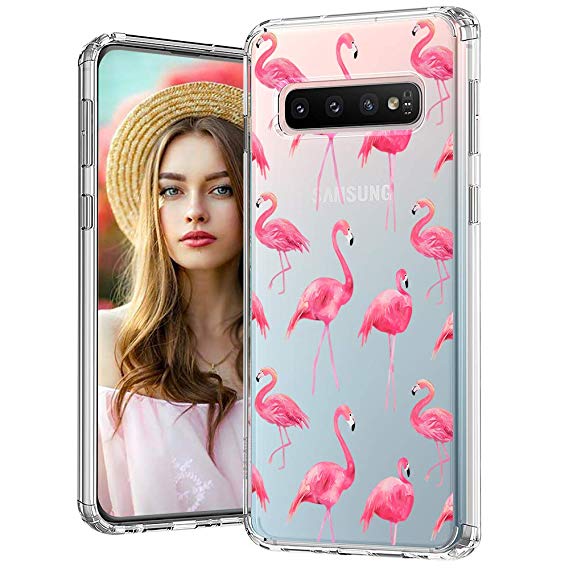 MOSNOVO Galaxy S10 Case, Tropical Cute Flamingo Printed Pattern Clear Design Transparent Plastic Hard Back Case with TPU Bumper Protective Case Cover for Samsung Galaxy S10